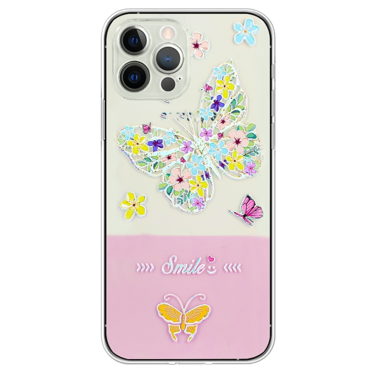 

For iPhone 15 Pro Max Bronzing Butterfly Flower TPU Phone Case(Colorful Butterfly)