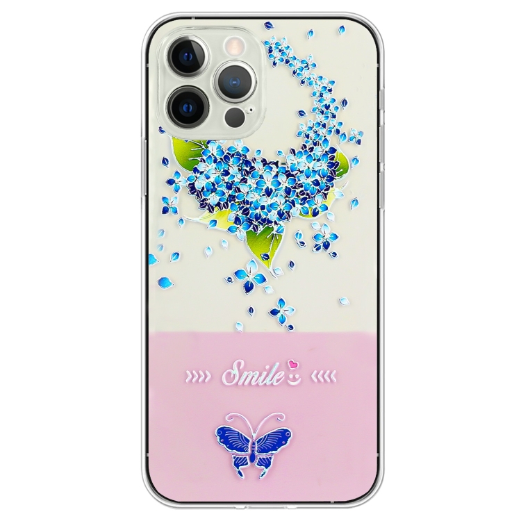 

For iPhone 15 Pro Max Bronzing Butterfly Flower TPU Phone Case(Hydrangea)
