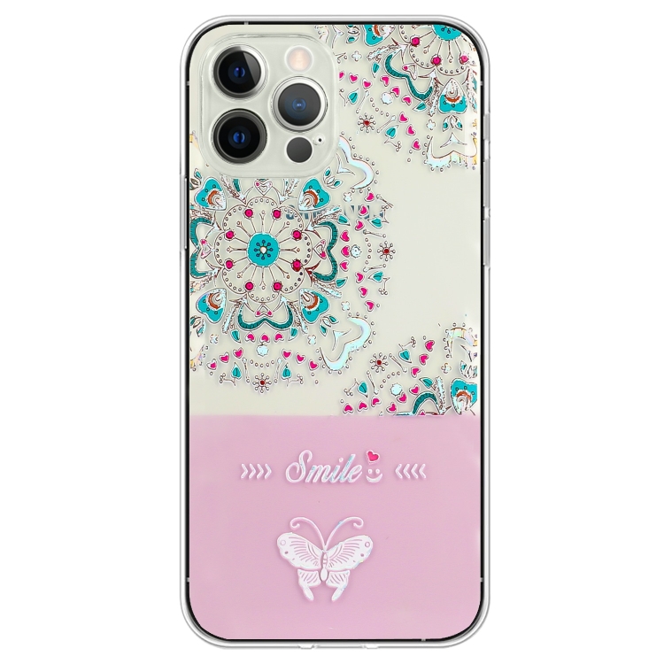 

For iPhone 15 Pro Max Bronzing Butterfly Flower TPU Phone Case(Peacock Flower)
