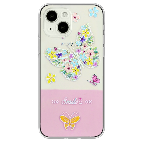 

For iPhone 15 Plus Bronzing Butterfly Flower TPU Phone Case(Colorful Butterfly)