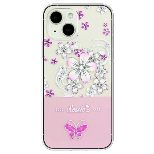 

For iPhone 15 Plus Bronzing Butterfly Flower TPU Phone Case(Cherry Blossoms)