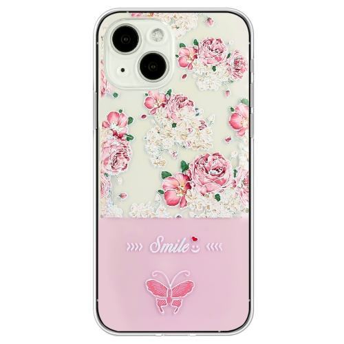 

For iPhone 15 Bronzing Butterfly Flower TPU Phone Case(Peony)