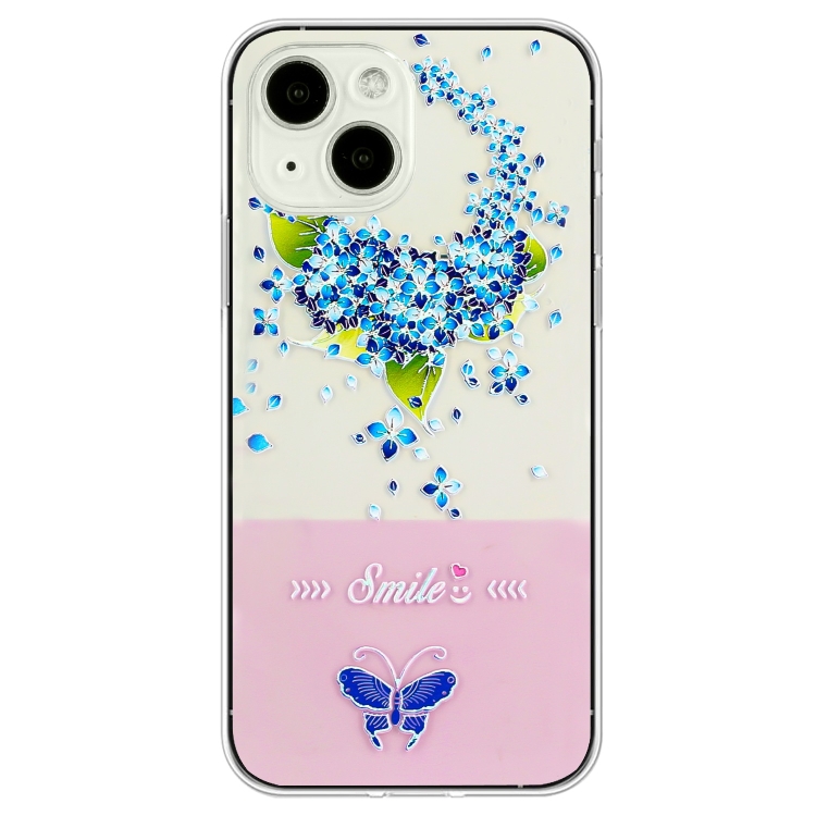 

For iPhone 15 Bronzing Butterfly Flower TPU Phone Case(Hydrangea)