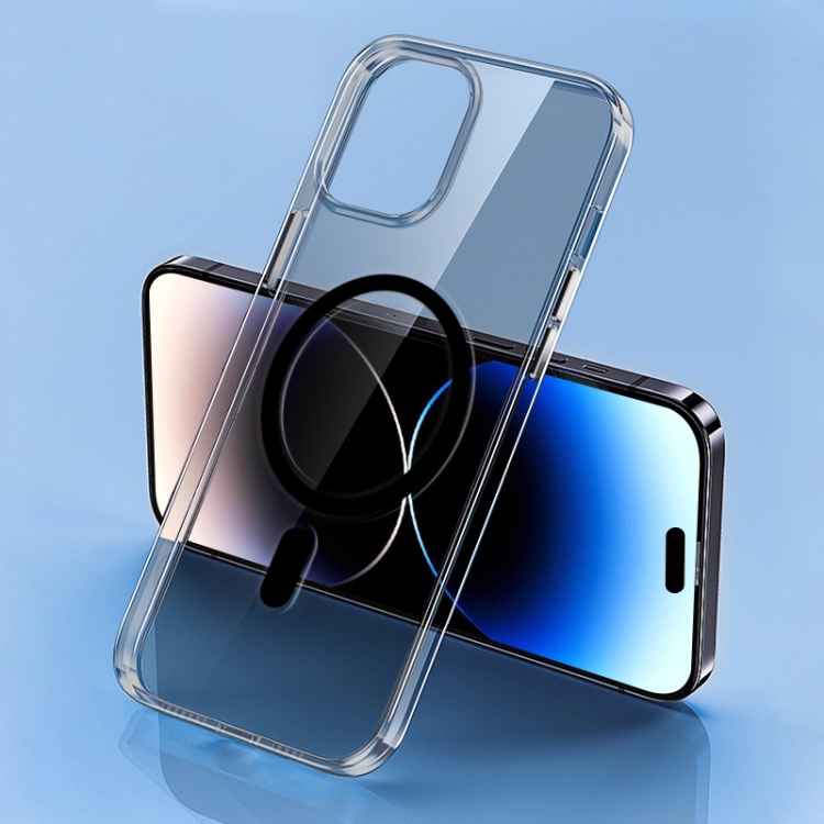 

For iPhone 15 Pro Four Corner Clear Magsafe Phone Case(Transparent Black)