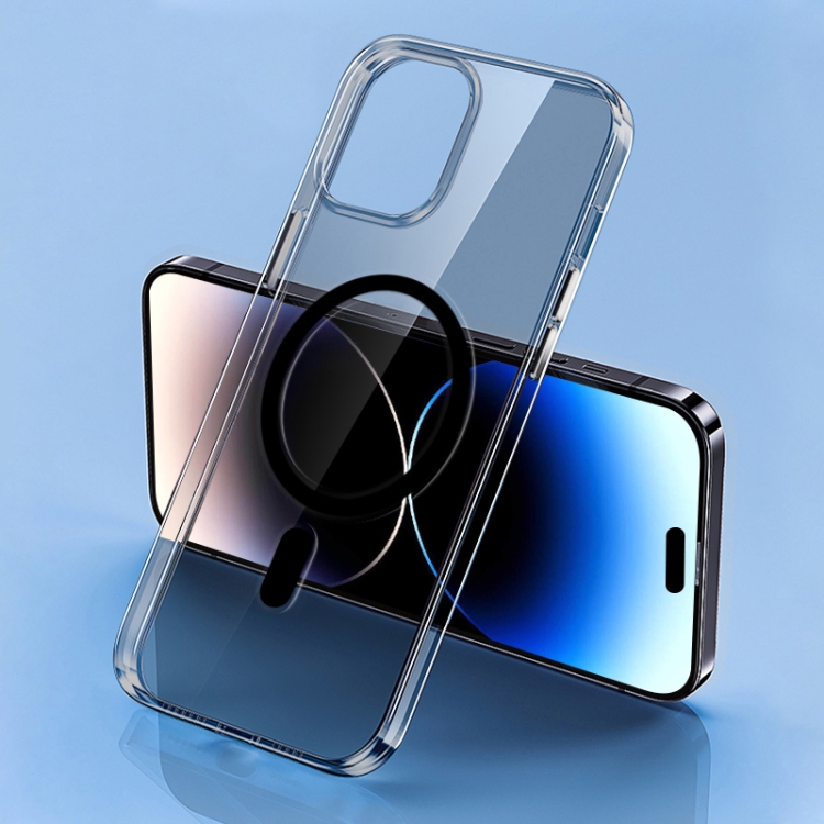 

For iPhone 15 Four Corner Clear Magsafe Phone Case(Transparent Black)
