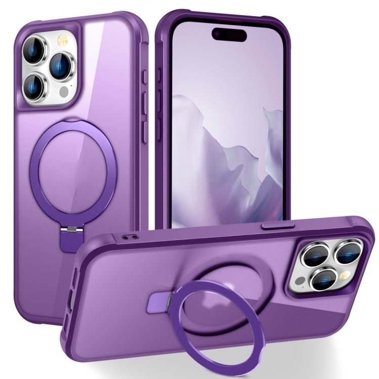

For iPhone 15 Pro MagSafe Magnetic Holder Phone Case(Purple)