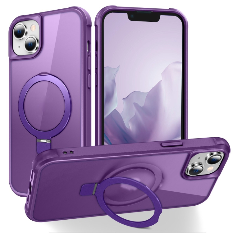 

For iPhone 15 Plus MagSafe Magnetic Holder Phone Case(Purple)