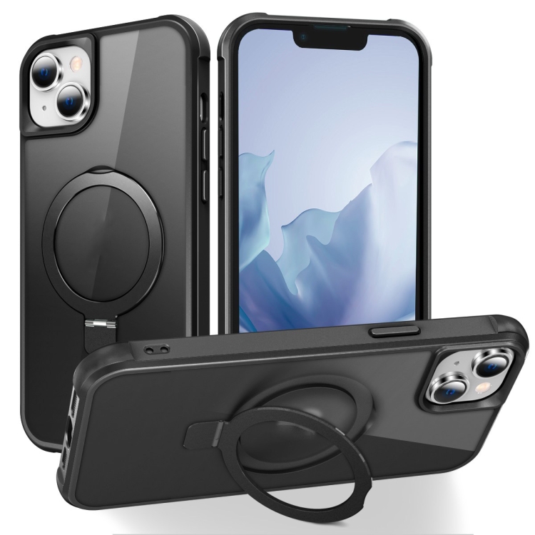 

For iPhone 15 MagSafe Magnetic Holder Phone Case(Black)