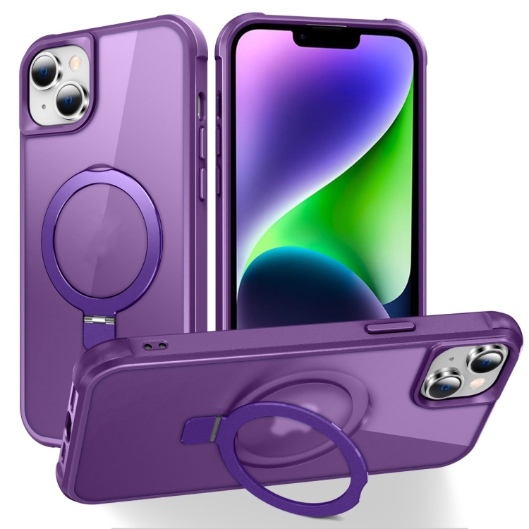 

For iPhone 14 / 13 MagSafe Magnetic Holder Phone Case(Purple)