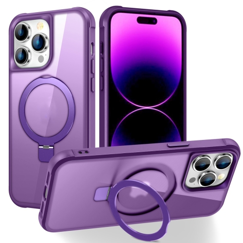 

For iPhone 14 Pro Max MagSafe Magnetic Holder Phone Case(Purple)