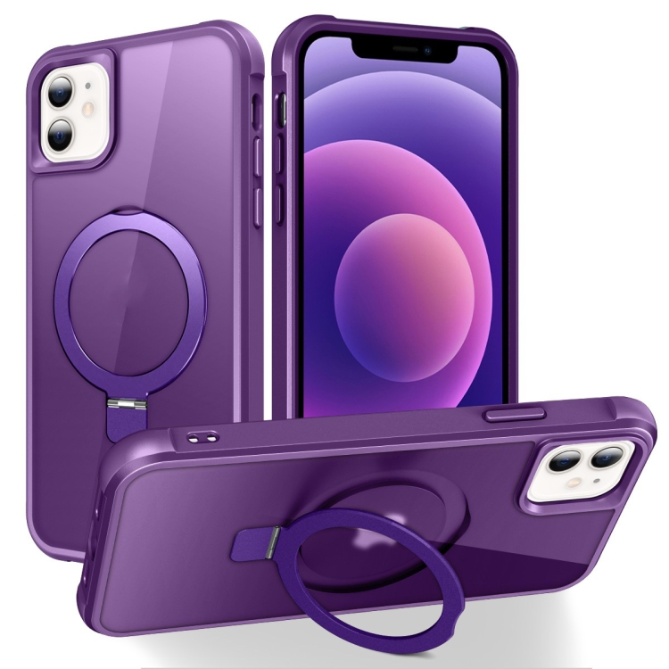 

For iPhone 12 / 12 Pro MagSafe Magnetic Holder Phone Case(Purple)