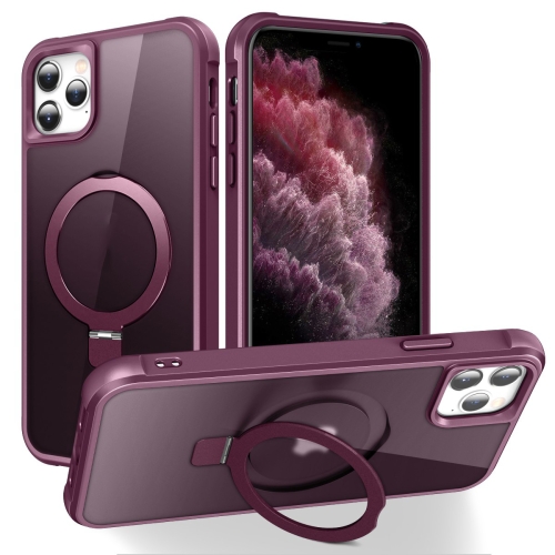 

For iPhone 11 Pro Max MagSafe Magnetic Holder Phone Case(Wine Red)