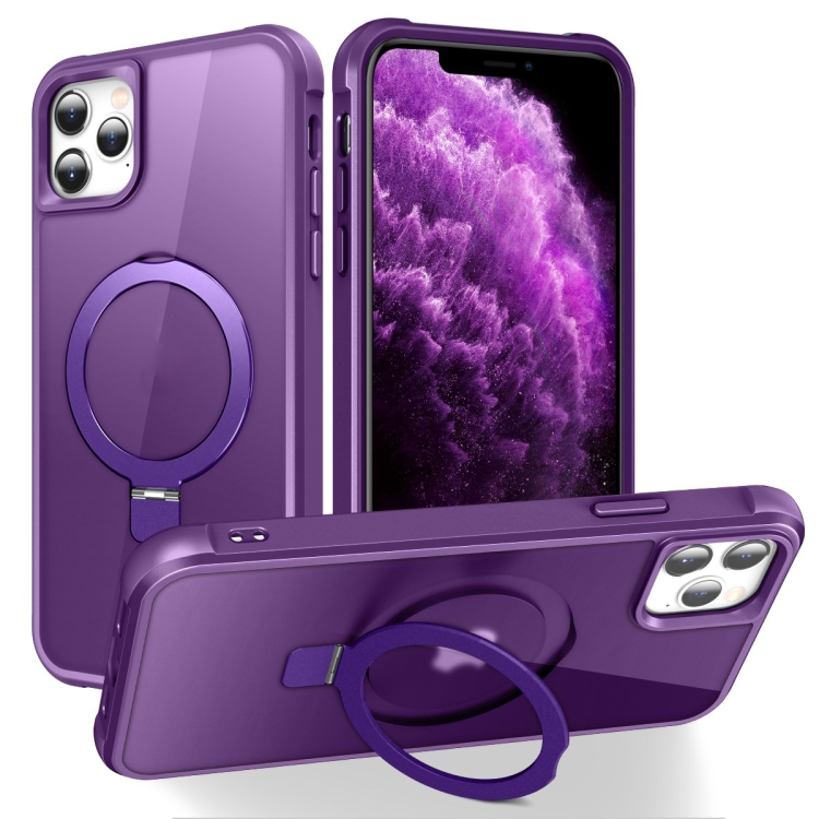 

For iPhone 11 Pro Max MagSafe Magnetic Holder Phone Case(Purple)