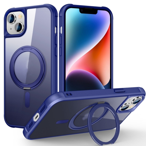 

For iPhone 14 Plus MagSafe Magnetic Rotating Holder Phone Case(Klein Blue)