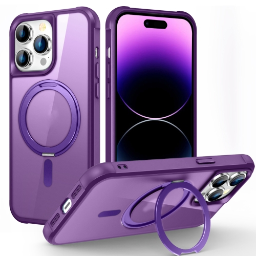 

For iPhone 14 Pro MagSafe Magnetic Rotating Holder Phone Case(Purple)