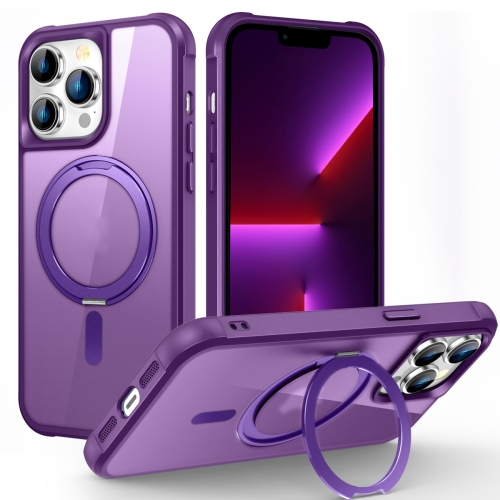 For iPhone 13 Pro MagSafe Magnetic Rotating Holder Phone Case(Purple) for iphone 15 magsafe magnetic rotating holder phone case purple