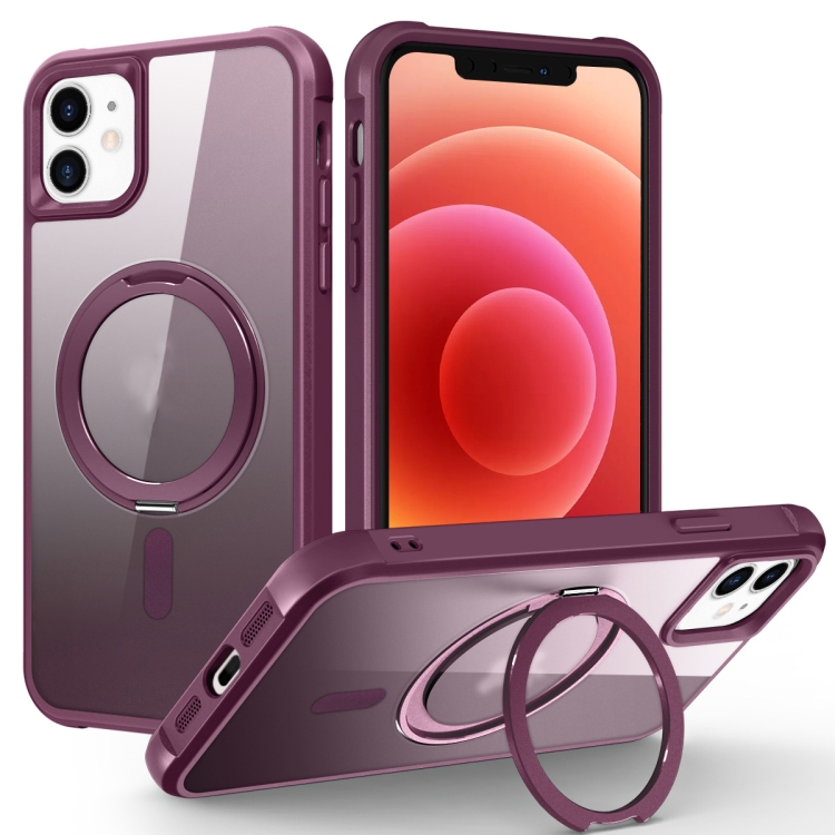 

For iPhone 12 / 12 Pro MagSafe Magnetic Rotating Holder Phone Case(Wine Red)