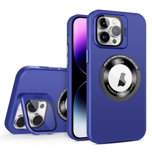 

For iPhone 15 Pro Skin Feel Magnifier MagSafe Lens Holder Phone Case(Purple)