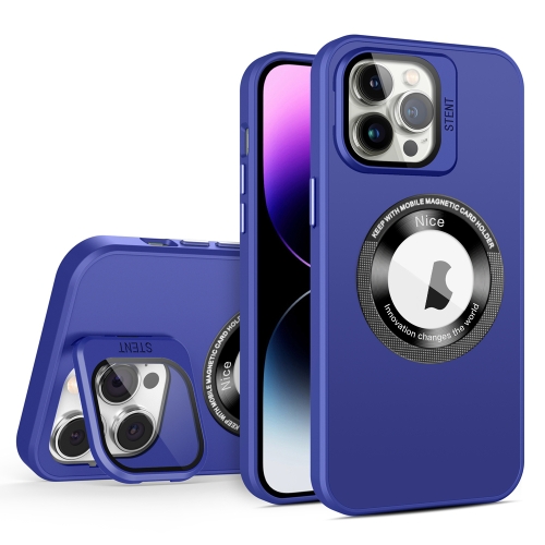 

For iPhone 13 Pro Skin Feel Magnifier MagSafe Lens Holder Phone Case(Purple)