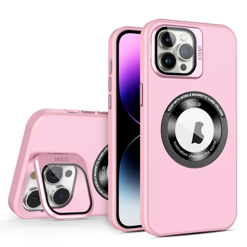 

For iPhone 12 Pro Skin Feel Magnifier MagSafe Lens Holder Phone Case(Pink)