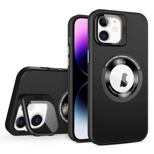 

For iPhone 11 Skin Feel Magnifier MagSafe Lens Holder Phone Case(Black)