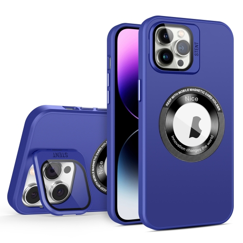 

For iPhone 11 Pro Max Skin Feel Magnifier MagSafe Lens Holder Phone Case(Purple)