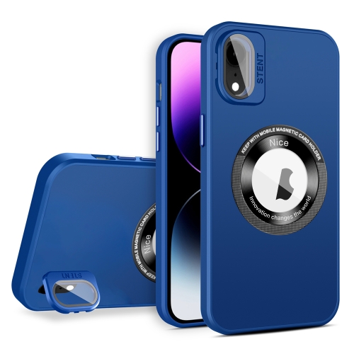 

For iPhone XR Skin Feel Magnifier MagSafe Lens Holder Phone Case(Royal Blue)