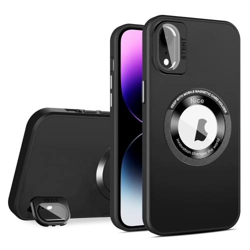 

For iPhone XR Skin Feel Magnifier MagSafe Lens Holder Phone Case(Black)