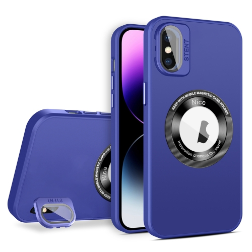 

For iPhone XS Max Skin Feel Magnifier MagSafe Lens Holder Phone Case(Purple)