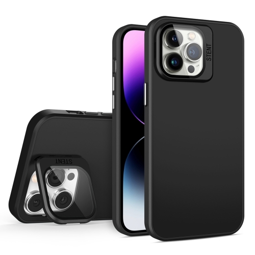 

For iPhone 15 Pro Max Skin Feel Lens Holder PC + TPU Phone Case(Black)