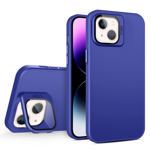 

For iPhone 15 Skin Feel Lens Holder PC + TPU Phone Case(Dark Purple)