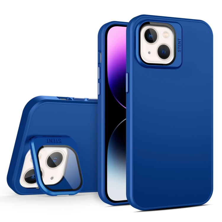 

For iPhone 15 Skin Feel Lens Holder PC + TPU Phone Case(Royal Blue)