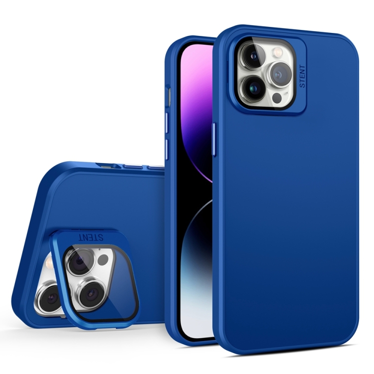 

For iPhone 12 Pro Skin Feel Lens Holder PC + TPU Phone Case(Royal Blue)