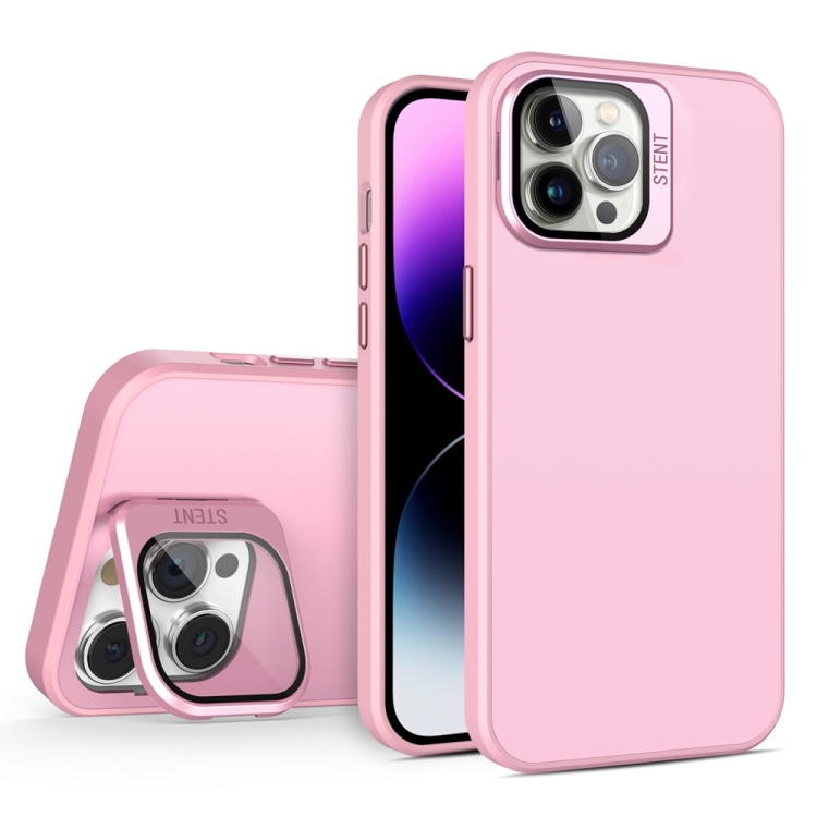 

For iPhone 11 Pro Max Skin Feel Lens Holder PC + TPU Phone Case(Pink)