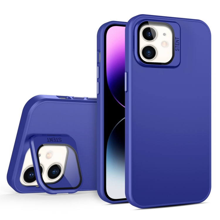 

For iPhone 11 Skin Feel Lens Holder PC + TPU Phone Case(Dark Purple)