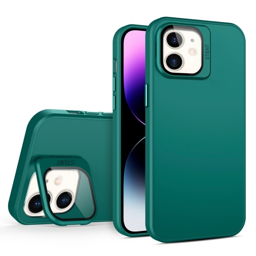 

For iPhone 11 Skin Feel Lens Holder PC + TPU Phone Case(Green)