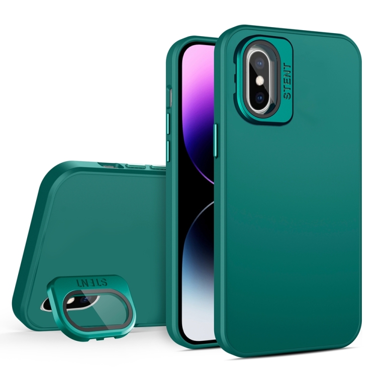 

For iPhone XS Max Skin Feel Lens Holder PC + TPU Phone Case(Green)