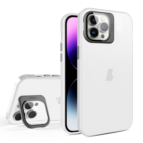 

For iPhone 12 Pro Skin Feel Lens Holder Translucent Phone Case(White)