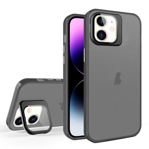 

For iPhone 11 Skin Feel Lens Holder Translucent Phone Case(Black)