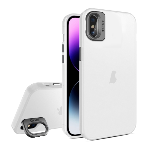

For iPhone X / XS Skin Feel Lens Holder Translucent Phone Case(White)