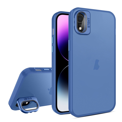 

For iPhone XR Skin Feel Lens Holder Translucent Phone Case(Royal Blue)