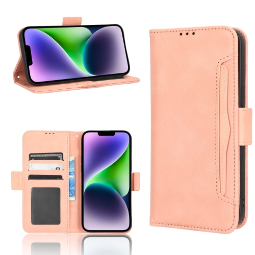 

For iPhone 15 Pro Skin Feel Calf Texture Card Slots Leather Phone Case(Pink)