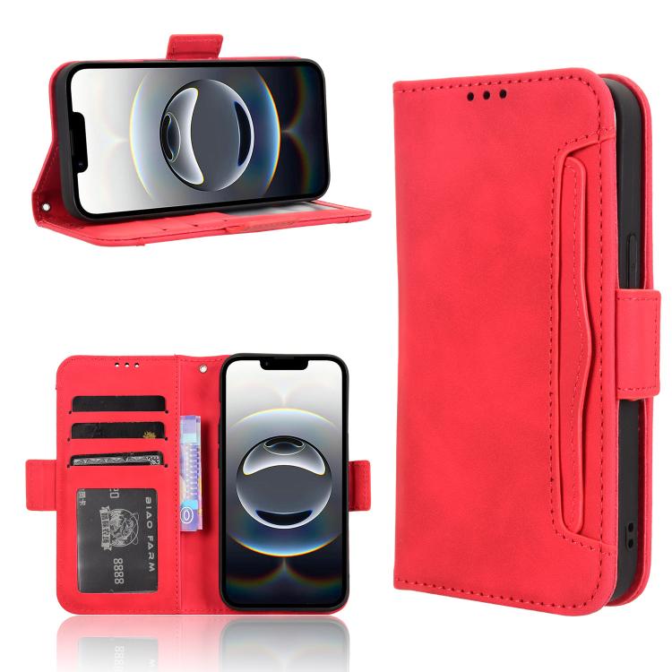 

For iPhone 16e Skin Feel Calf Texture Card Slots Leather Phone Case(Red)