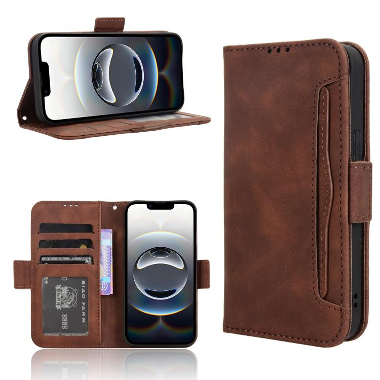 

For iPhone 16e Skin Feel Calf Texture Card Slots Leather Phone Case(Brown)
