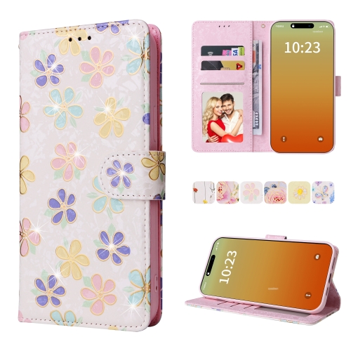 

For iPhone 15 Pro Max Bronzing Painting RFID Leather Case(Bloosoming Flower)