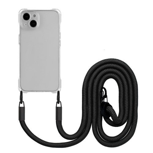 For iPhone 14 Four-corner Shockproof TPU Phone Case with Lanyard(Transparent) чехол peak design everyday with loop для iphone 13 pro серый m lc ar ch 1