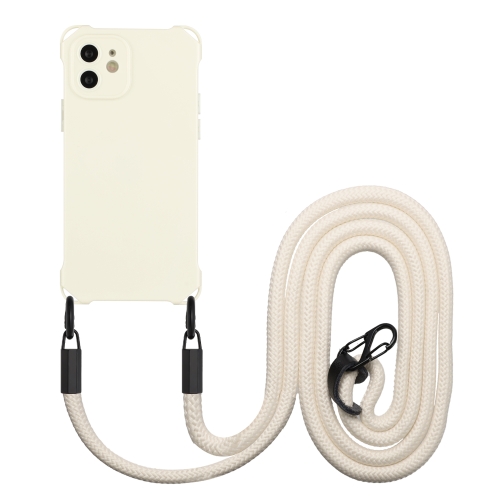 

For iPhone 12 Four-corner Shockproof TPU Phone Case with Lanyard(White)