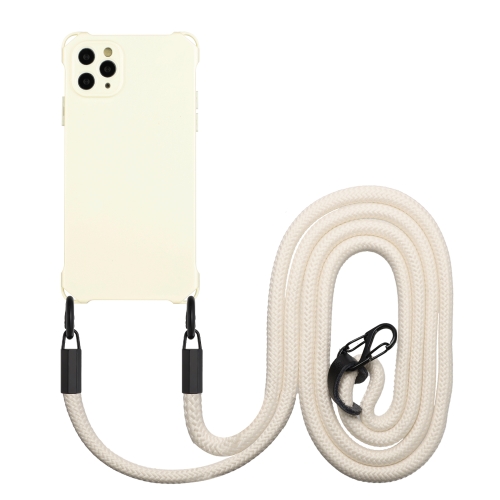 

For iPhone 11 Pro Max Four-corner Shockproof TPU Phone Case with Lanyard(White)