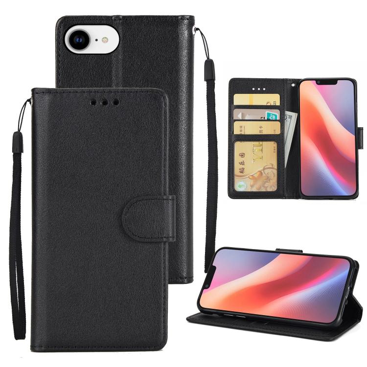 

For iPhone 16e 3-Card Slots Multifunctional Leather Phone Case(Black)