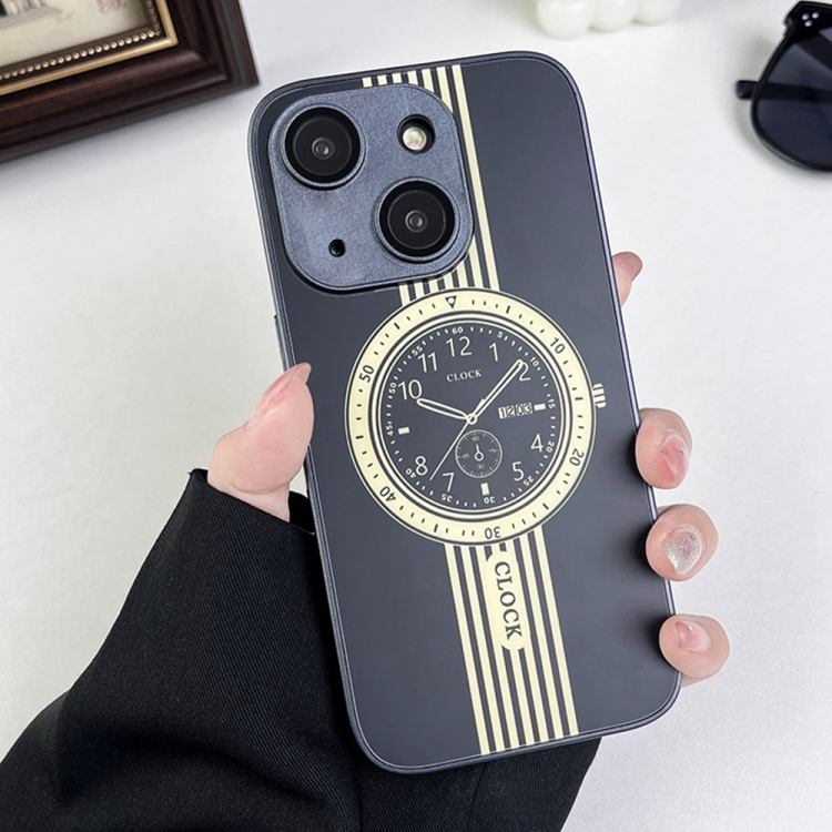 

For iPhone 14 Clock Pattern Magnetic Lens Protection Phone Case(Black)